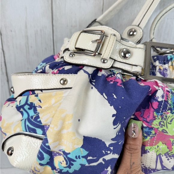 Vintage Y2K Wilsons Leather Patent Multicolored Purse Floral Shoulder Bag - Picture 16 of 16